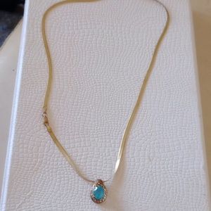 Blue topaz diamond halo 925 sterling silver necklace